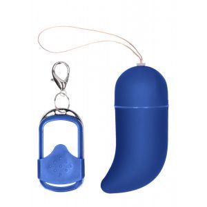 Синее виброяйцо Medium Wireless Vibrating G-Spot Egg с пультом - 7,5 см.