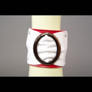 Бело-красный браслет с овальной пряжкой 