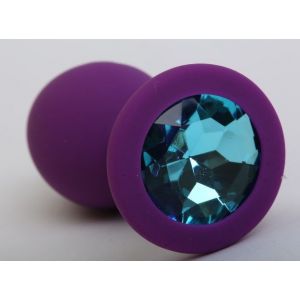 Фиолетовая силиконовая пробка с голубым стразом - 9,5 см.