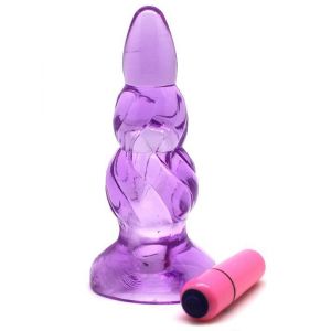 Фиолетовая анальная вибропробка - 9 см.