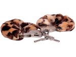 Металлические наручники, обшитые леопардовым мехом #352