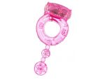 Розовое эрекционное кольцо с вибратором и хвостом #4767