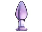 Фиолетовая стеклянная анальная пробка - 10 см. #5811