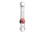 Стеклянный стимулятор с ручкой-шаром и цветными пупырышками - 22 см. #5840