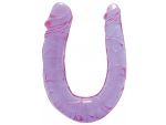 Фиолетовый двойной фаллоимитатор DOUBLE HEAD DONG - 30 см. #100584