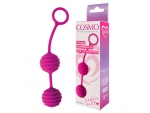 Ярко-розовые вагинальные шарики с ребрышками Cosmo #105906