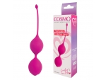 Ярко-розовые двойные вагинальные шарики с хвостиком Cosmo #105925