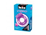 Фиолетовое эрекционное виброкольцо Luxe VIBRO "Бешеная гейша" + презерватив #108195