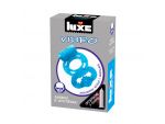Голубое эрекционное виброкольцо Luxe VIBRO "Дьявол в доспехах" + презерватив #108196