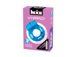 Голубое эрекционное виброкольцо Luxe VIBRO "Кошмар русалки" + презерватив #108197