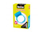 Голубое эрекционное виброкольцо Luxe VIBRO "Райская птица" + презерватив #108199