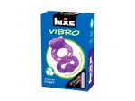 Фиолетовое эрекционное виброкольцо Luxe VIBRO "Секрет Кощея" + презерватив #108200