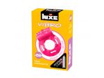 Розовое эрекционное виброкольцо Luxe VIBRO "Ужас Альпиниста" + презерватив #108202