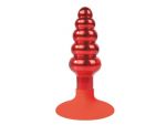 Красная анальная пробка-елочка с круглым ограничителем - 10 см.  #108227