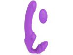 Фиолетовый безремневой страпон с 9 режимами вибрации и пультом ДУ #118112