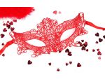 Красная ажурная текстильная маска "Марлен" #121059