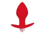 Красная коническая анальная вибровтулка с ограничителем - 8 см. #122040