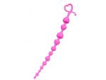 Розовая силиконовая анальная цепочка Long Sweety - 34 см. #131654