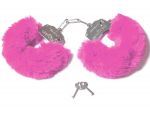 Шикарные наручники с пушистым розовым мехом #141211