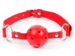Красный кляп-шарик на регулируемом ремешке с кольцами #147758