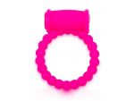 Розовое малоэластичное эрекционное кольцо с вибрацией #154505