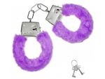 Металлические наручники с фиолетовой меховой опушкой и ключиками #157992