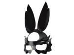 Черная лаковая кожаная маска "Зайка" с длинными ушками #175469