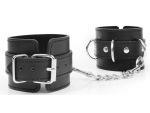 Черные наручники с металлическими застежками и цепочкой #178566