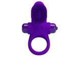 Фиолетовое эрекционное виброкольцо в клиторальной щеточкой Vibrant Penis Ring II #179402