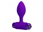 Фиолетовая анальная пробка с мощной вибрацией Vibra - 8,6 см. #179406