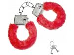 Красные плюшевые наручники с ключиками #182391