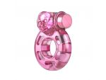 Розовое эрекционное виброкольцо Pink Bear #183038