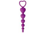 Фиолетовая анальная цепочка с сердечками - 14,5 см. #189235