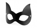 Черная кожаная маска с прорезями для глаз и ушками #198339