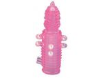 Розовая эластичная насадка на пенис с жемчужинами, точками и шипами Pearl Stimulator - 11,5 см. #25250