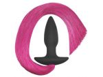 Черная анальная пробка с розовым хвостом Silicone Anal Plug with Pony Tail #201645