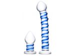 Набор из 2 стеклянных игрушек с синей спиралью Swirly Dildo & Buttplug Set #203266