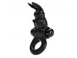 Черное эрекционное кольцо со стимулятором клитора в виде кролика Exciting ring #203641