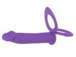 Фиолетовая вибронасадка для двойного проникновения с 2 эрекционными кольцами - 12,7 см. #204169