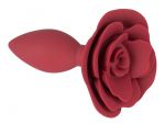 Красная анальная пробка с ограничительным основанием в виде розы - 10,7 см. #221884