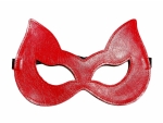 Двусторонняя красно-черная маска с ушками из эко-кожи #222095