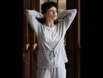 Женская домашняя блуза из мягкого теплого трикотажа #281171