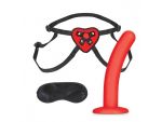 Красный поясной фаллоимитатор Red Heart Strap on Harness & 5in Dildo Set - 12,25 см. #283309