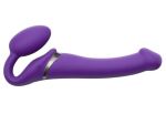 Фиолетовый безремневой вибрострапон Silicone Bendable Strap-On - size M #298063