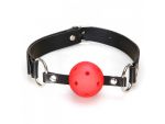Красный кляп-шарик с отверстиями для дыхания и регулируемым ремешком #35018