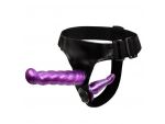 Фиолетовый страпон с двумя насадками - 18 см. #36265