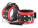 Красно-чёрные наручники из натуральной кожи #38006