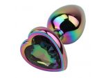 Радужная металлическая пробка Rainbow Heart Butt Plug - 7,1 см. #349291