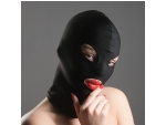 Черная эластичная маска БДСМ с прорезями для глаз и рта #357700