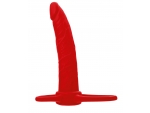 Красная насадка на пенис для двойного проникновения Black&Red - 16,5 см. #369435